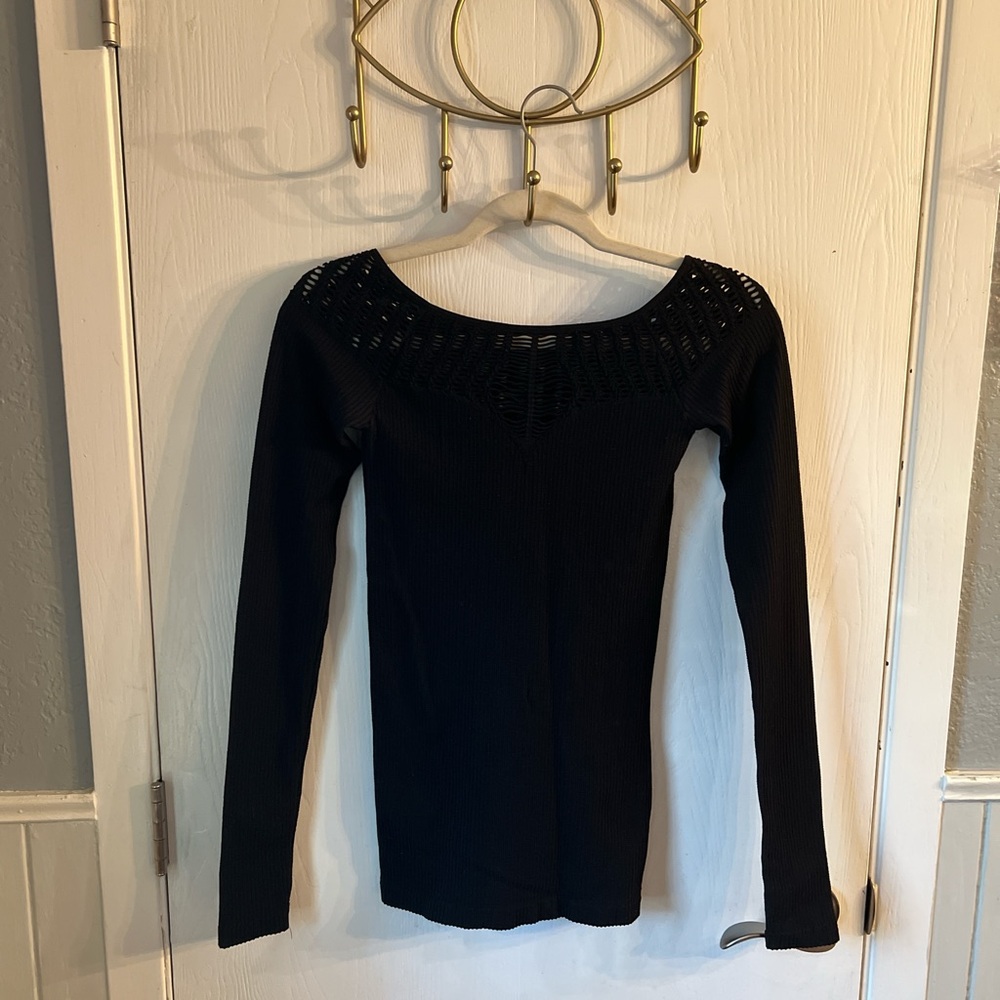 Free People Intimately Black Fishnet Top